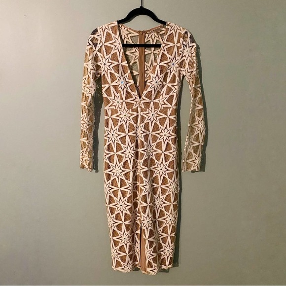 For Love and Lemons Metzi Floral Mirror Slit Lace Midi Dress - Picture 4 of 10